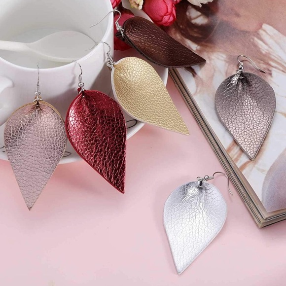 ✨3 for$23✨NWT Metallic Vegan Leather Earrings ✨Hand Crafted ✨Artisan!✨ - Picture 7 of 7
